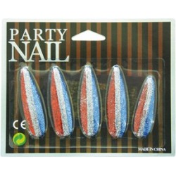 FAUX ONGLES TRICOLORES PAILLETTES