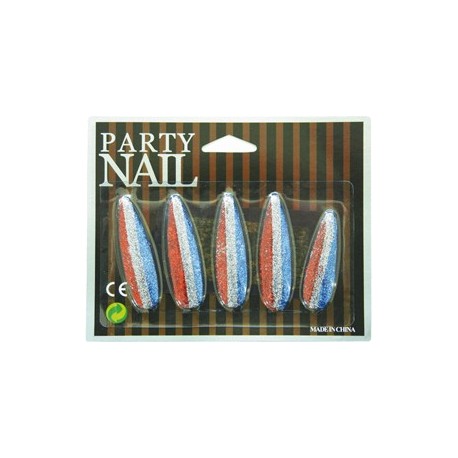 FAUX ONGLES TRICOLORES PAILLETTES