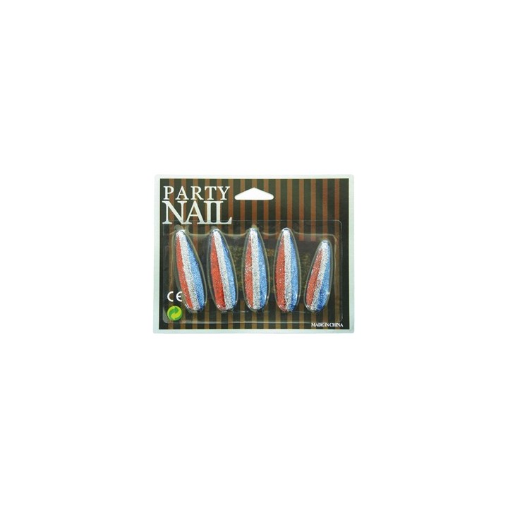 FAUX ONGLES TRICOLORES PAILLETTES