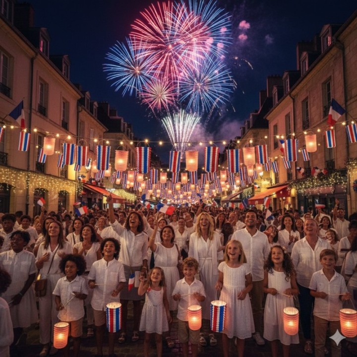 Lampion bougie tricolore