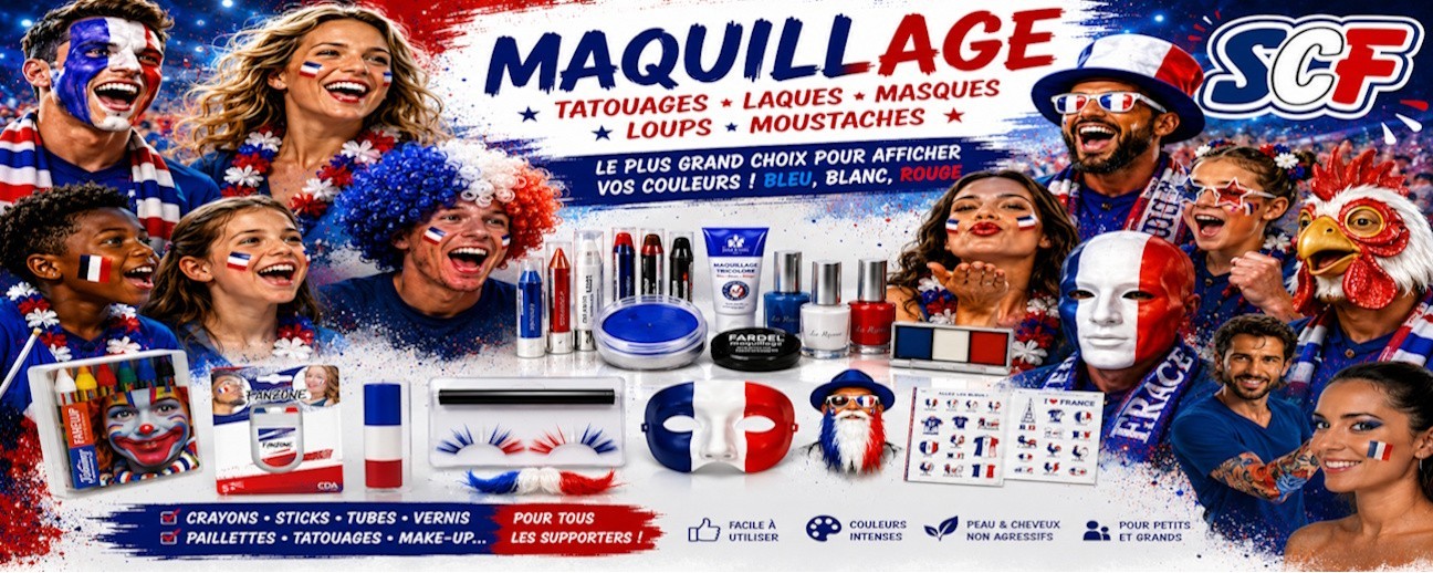 Maquillage tricolore bleu blanc rouge supporter France