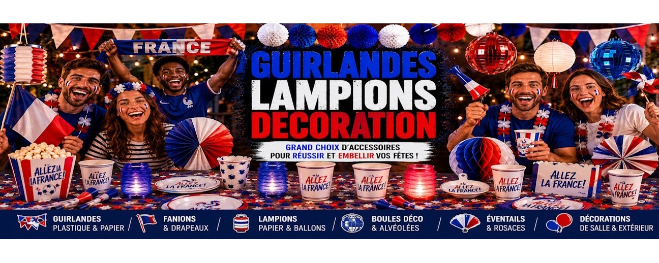 Guirlande, lampion, décoration tricolore